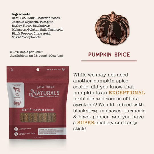 Dog Treat Naturals - Superfood Beef Pumpkin Sticks