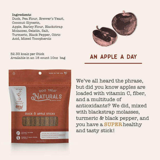 Dog Treat Naturals - Superfood Duck Apple Sticks