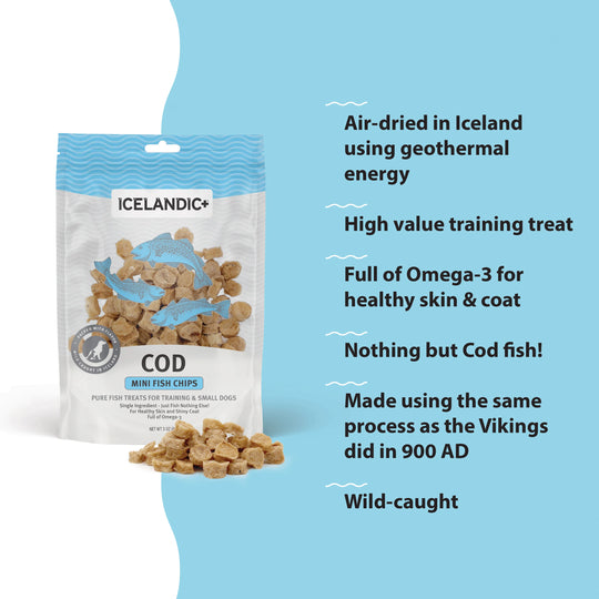 Icelandic+ - Cod Mini Fish Chip Treats For Training & Small Dogs