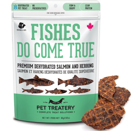 Pet Treatery - Fishes Do Come True- Premium Dehydrated Protein Wild Salmon & Herring Treat