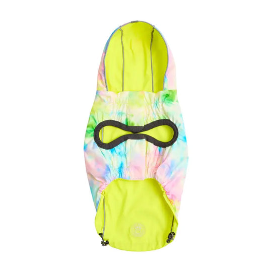 Reversible Elasto-Fit Raincoat Neon Yellow with Tie Dye#color_neon-yellow-with-tie-dye