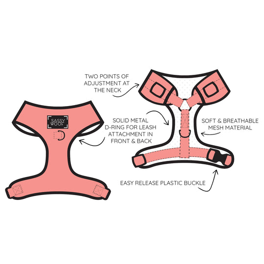 Sassy Woof - Baby got Black' Adjustable Dog Harness