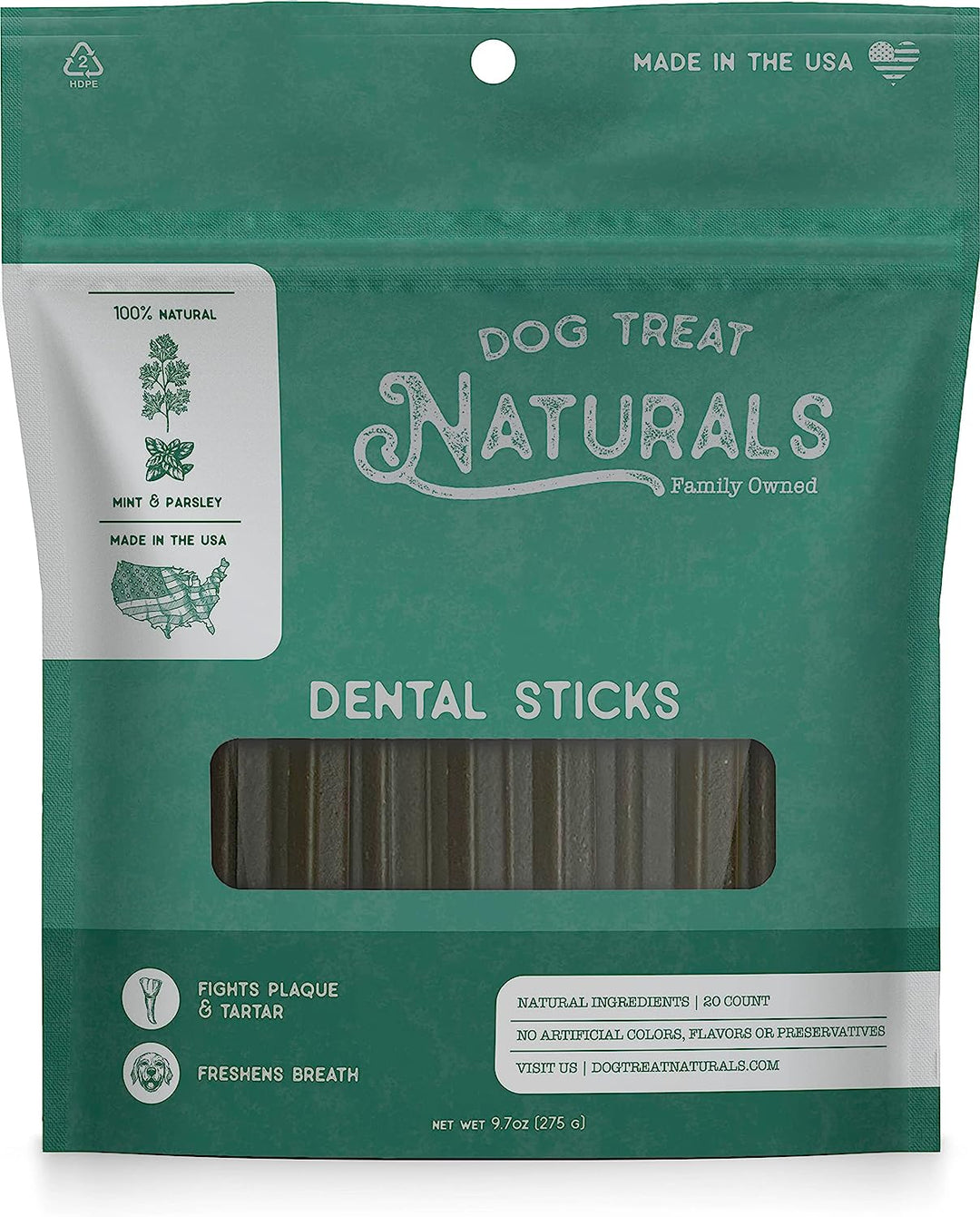 Dog Treat Naturals - Dental Sticks - 20 Sticks