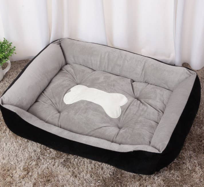 Jojo Modern Pets - Dog Bed (Black and Gray) With White Bone Silhouette